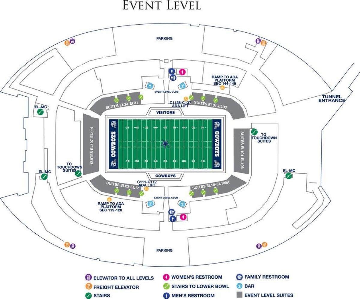 Cowboys stadium autostāvvieta kartē