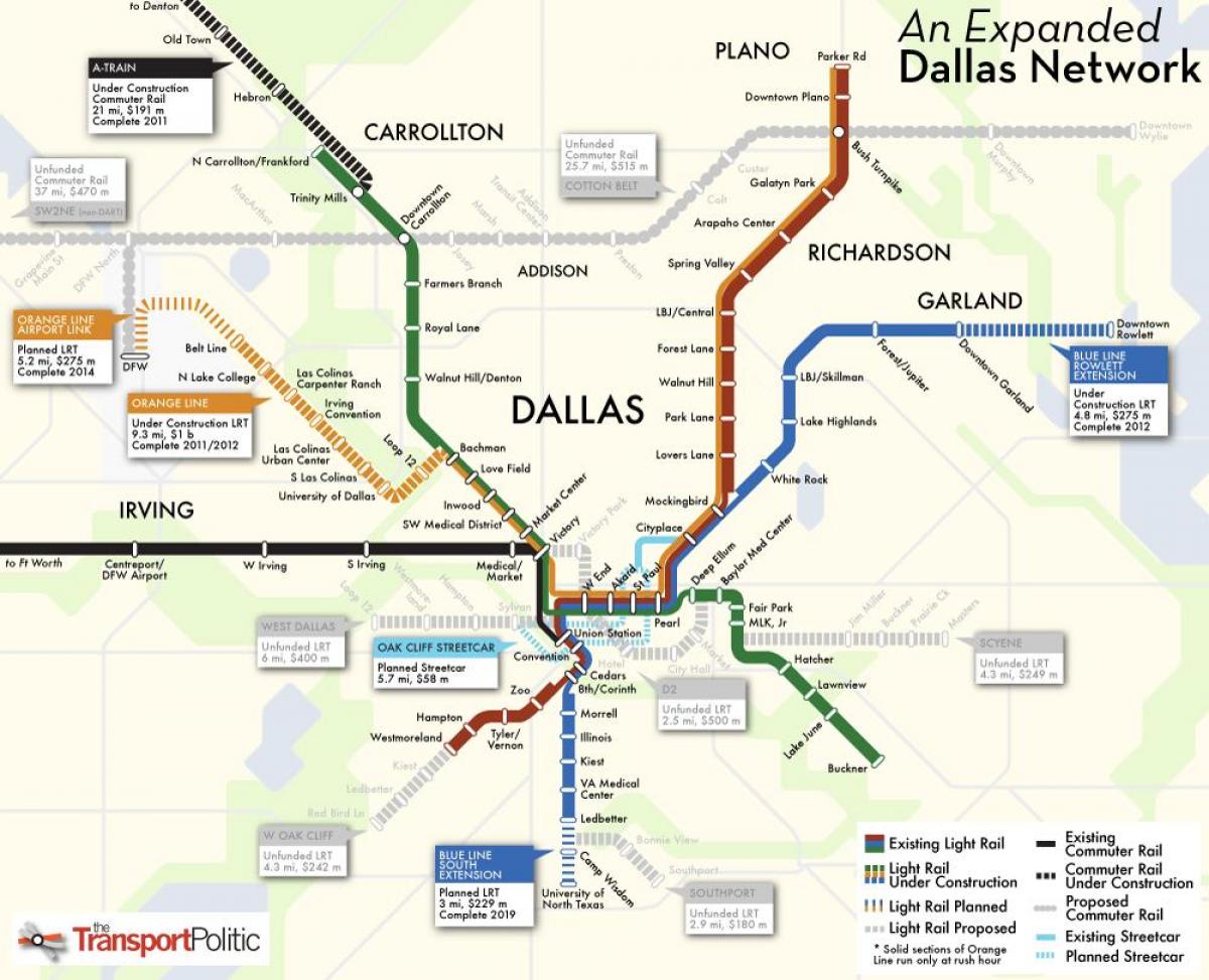Dallas vilcienu sistēma karte