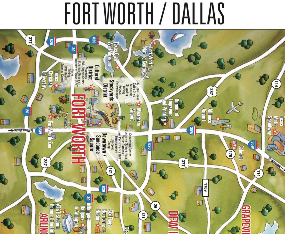 karte Dallas Fort Worth jomā