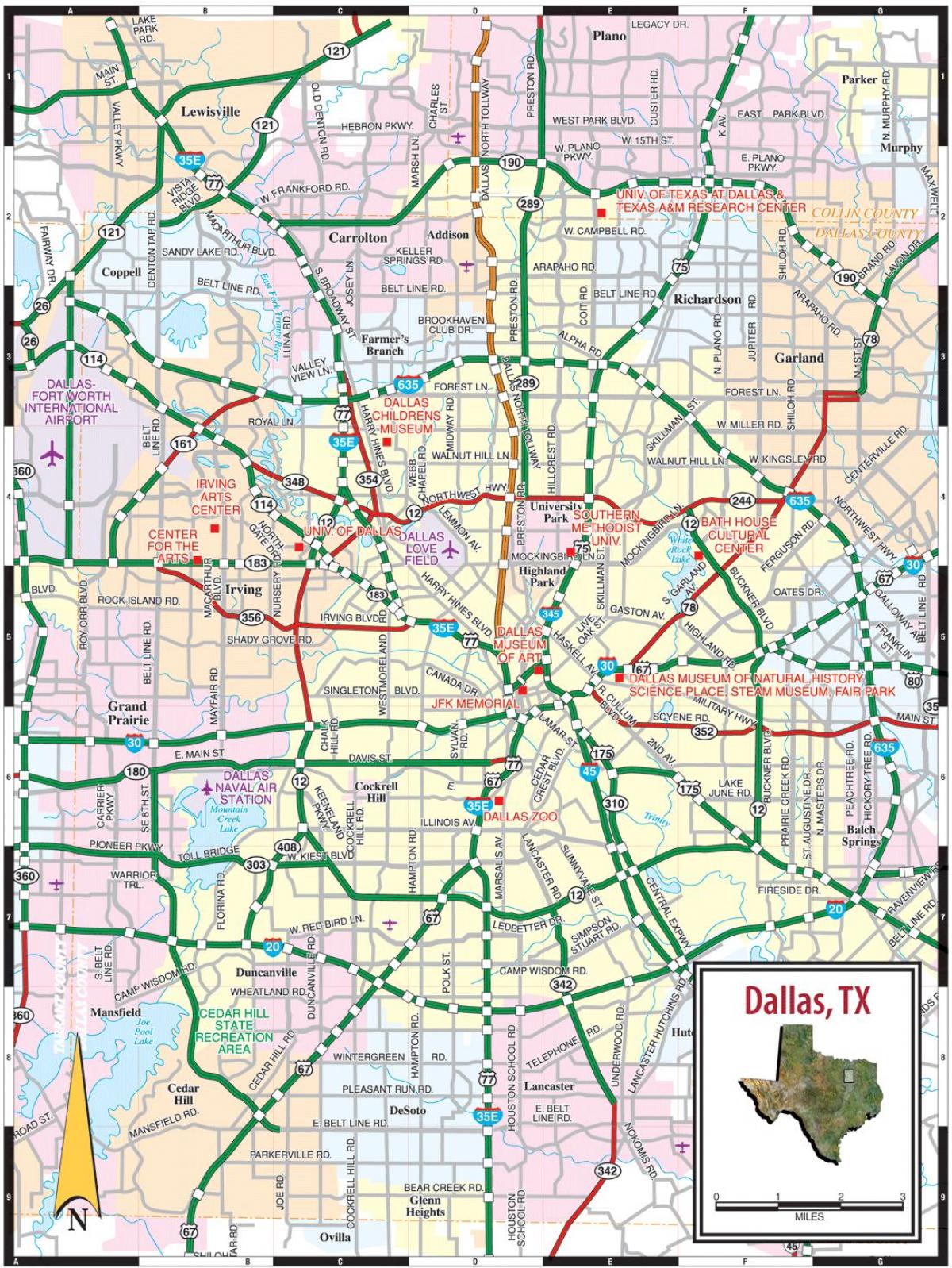 pilsētas Dallas karte