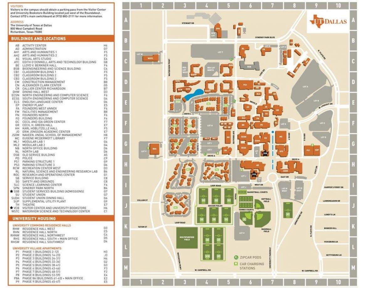 Teksasas universitātes Dallas karte