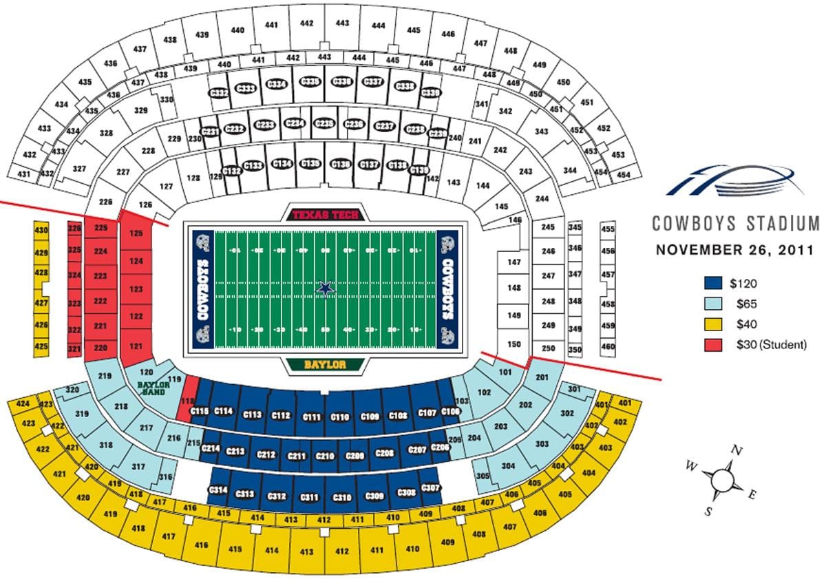 Dallas Cowboys stadium sēdekļa karte
