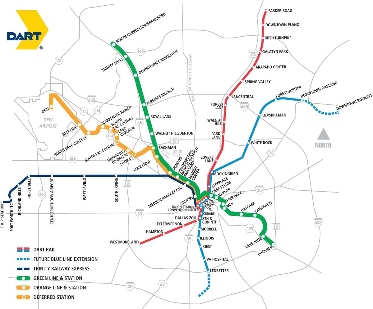 Dallas area rapid transit karte