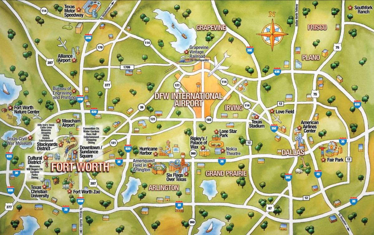 DFW pilsētas karte